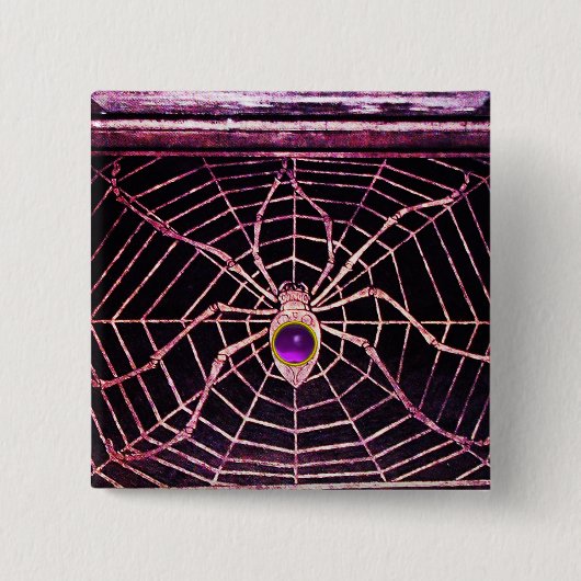 SPIDER UND WEB Lila Amethyst Black Button (Vorderseite)