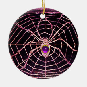 SPIDER UND WEB Lila Amethyst Black Keramik Ornament