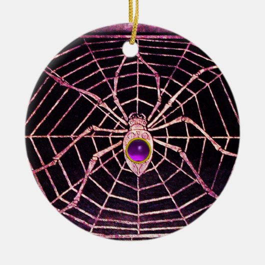 SPIDER UND WEB Lila Amethyst Black Keramik Ornament (Vorne)