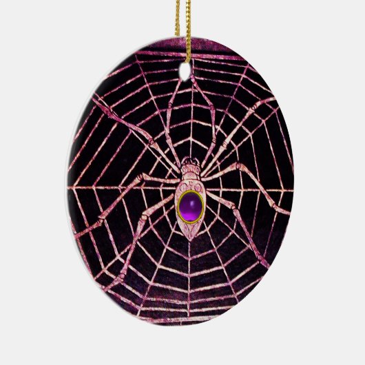 SPIDER UND WEB Lila Amethyst Black Keramikornament (Rechts)