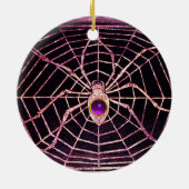 SPIDER UND WEB Lila Amethyst Black Keramikornament (Hinten)