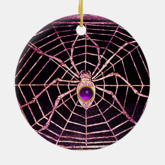 SPIDER UND WEB Lila Amethyst Black Keramikornament (Hinten)