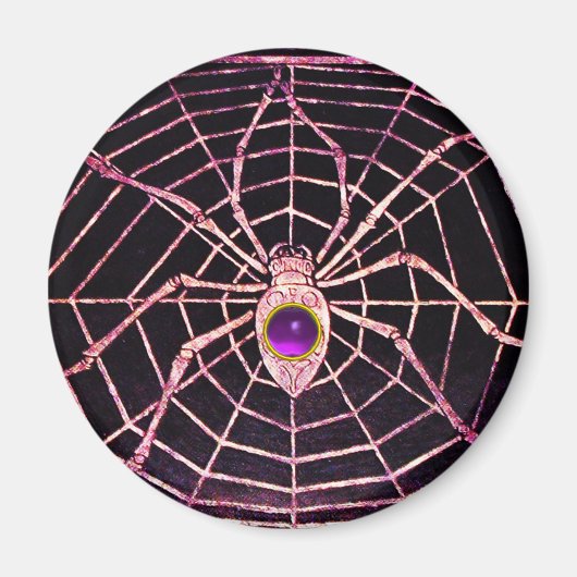 SPIDER UND WEB Lila Amethyst Black Magnet (Vorne)