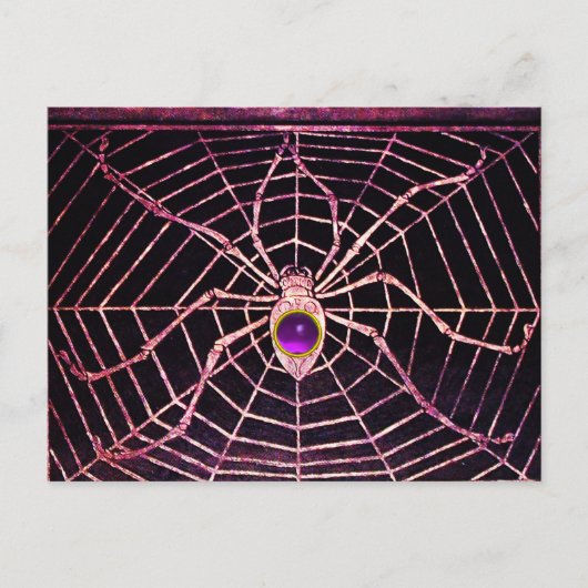 SPIDER UND WEB Lila Amethyst Black Postkarte (Vorderseite)