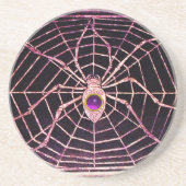 SPIDER UND WEB Lila Amethyst Black Sandstein Untersetzer (Vorne)