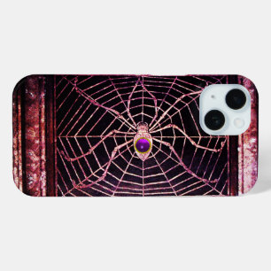 SPIDER UND WEB Lila Edelstein Schwarz iPhone 15 Hülle