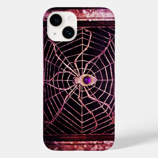 SPIDER UND WEB LILA GEMSTONE Black Case-Mate iPhone Hülle (Rückseite)