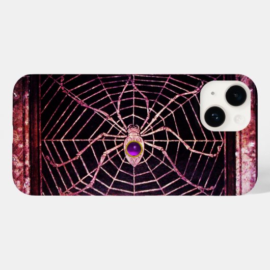 SPIDER UND WEB LILA GEMSTONE Black Case-Mate iPhone Hülle (Rückseite (Horizontal))