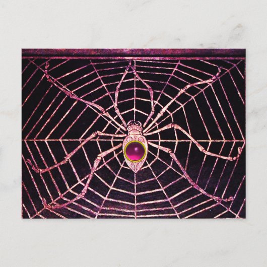 SPIDER UND WEB Pink Fuchsia Amethyst Black Postkarte (Vorderseite)
