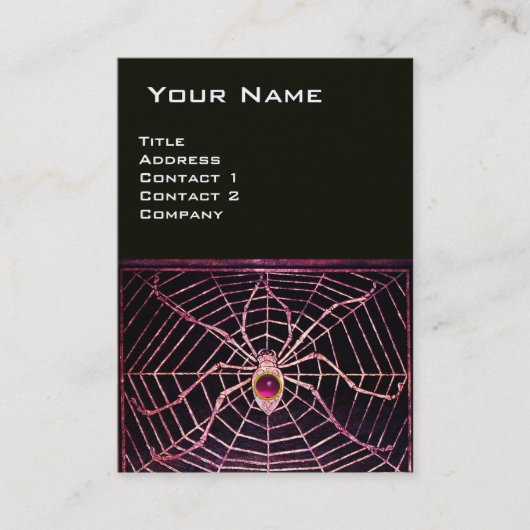 SPIDER UND WEB Pink Fuchsia Lila AmethyBlack Visitenkarte (Vorderseite)