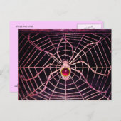 SPIDER UND WEB Pink Fuchsia Ruby Black Postkarte (Vorne/Hinten)