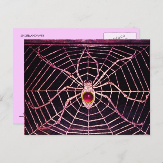 SPIDER UND WEB Pink Fuchsia Ruby Black Postkarte (Vorne/Hinten)