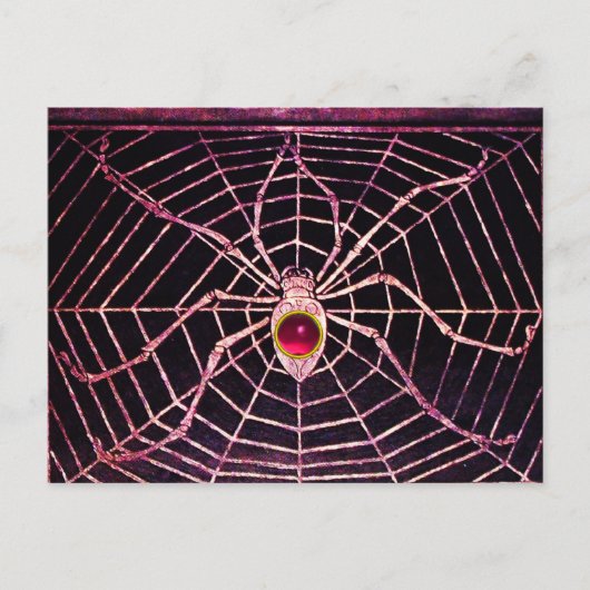 SPIDER UND WEB Pink Fuchsia Ruby Black Postkarte (Vorderseite)