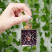 SPIDER UND WEB Pink Fuchsia Ruby Black Schlüsselanhänger (Hand)