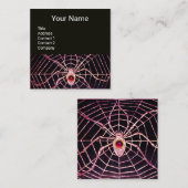 SPIDER UND WEB Pink Fuchsia Ruby Gemstone Black Quadratische Visitenkarte (Vorne/Hinten)