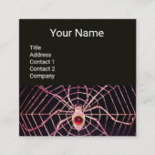 SPIDER UND WEB Pink Fuchsia Ruby Gemstone Black Quadratische Visitenkarte (Vorderseite)
