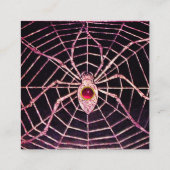 SPIDER UND WEB Pink Fuchsia Ruby Gemstone Black Quadratische Visitenkarte (Rückseite)