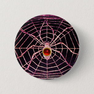 SPIDER UND WEB Red Ruby Black Button