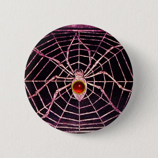 SPIDER UND WEB Red Ruby Black Button (Vorderseite)