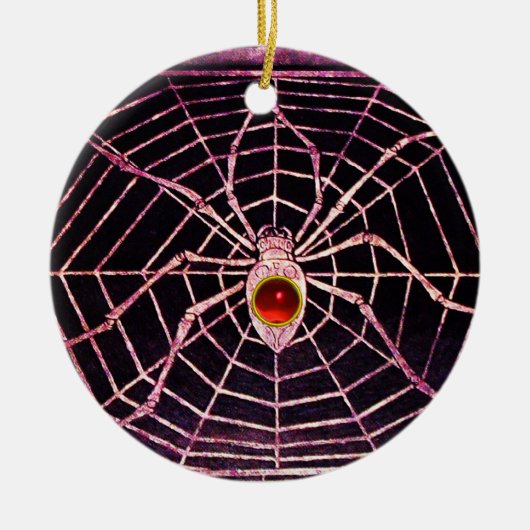 SPIDER UND WEB Red Ruby Black Keramikornament (Vorne)