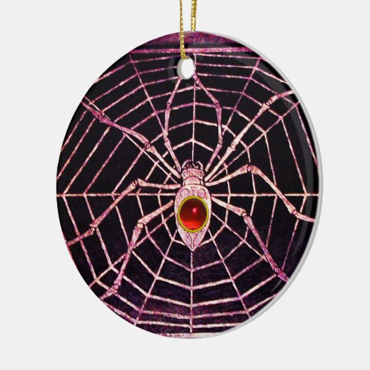 SPIDER UND WEB Red Ruby Black Keramikornament (Links)