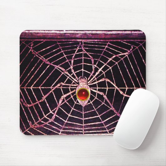 SPIDER UND WEB Red Ruby Black Mousepad (Mit Mouse)