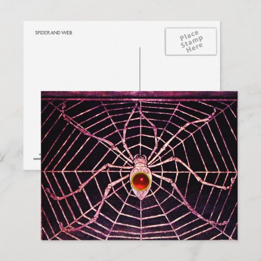 SPIDER UND WEB Red Ruby Black Postkarte (Vorne/Hinten)