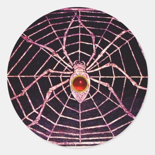 SPIDER UND WEB Red Ruby Black Runder Aufkleber (Vorderseite)