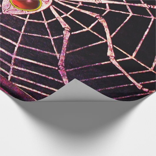 SPIDER UND WEB Red Ruby Gemstone Black Geschenkpapier (Ecke)