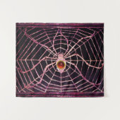 SPIDER UND WEB Red Ruby Gemstone Black Wandteppich (Vorderseite (Horizontal))
