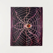SPIDER UND WEB Red Ruby Gemstone Black Wandteppich (Vorderseite)