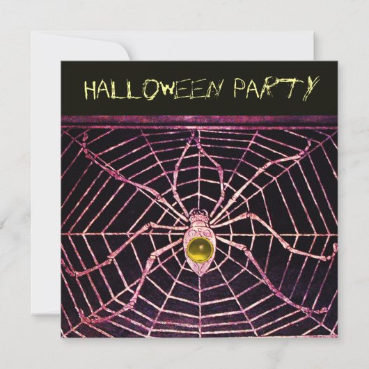 SPIDER- UND WEB-YELLOW TOPAZ-SCHWARZES HALLOWEEN-P EINLADUNG (Vorderseite)