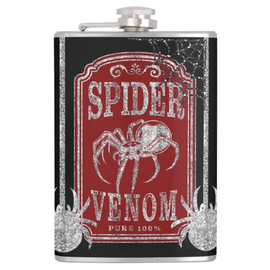 Spider Venom Glitzer Halloween Flachmann (Vorderseite)