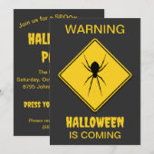 Spider Warning Halloween Einladung (Vorne/Hinten)