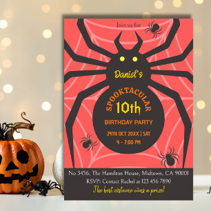 Spider Web 10. Geburtstag spukhaftes Halloween-Par Einladung