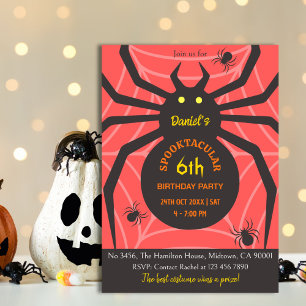Spider Web 6. Geburtstag spukhaftes Halloween-Part Einladung