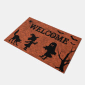 Spider Web Black Cat Halloween Doormat Fußmatte (Schrägansicht)
