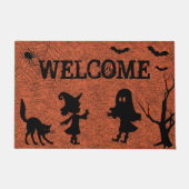 Spider Web Black Cat Halloween Doormat Fußmatte (Vorderseite)