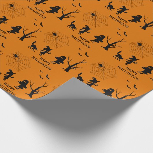 Spider Web Black Cat Wrapping Paper Geschenkpapier (Ecke)