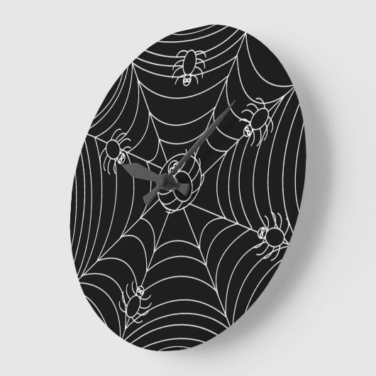 Spider Web Black Große Wanduhr (Winkel)