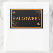 Spider Web Black Orange Halloween Word Rechteckiger Aufkleber (Tasche)
