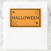 Spider Web Black Orange Halloween Word Rechteckiger Aufkleber (Tasche)