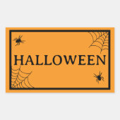 Spider Web Black Orange Halloween Word Rechteckiger Aufkleber (Vorderseite)