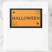 Spider Web Black Orange Halloween Word Rechteckiger Aufkleber (Tasche)