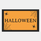 Spider Web Black Orange Halloween Word Rechteckiger Aufkleber (Vorderseite)