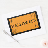 Spider Web Black Orange Halloween Word Rechteckiger Aufkleber (Umschlag)