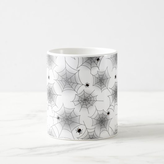 Spider Web Black und White Halloween Tasse (Mittel)