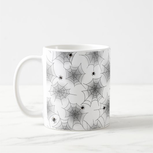 Spider Web Black und White Halloween Tasse (Links)