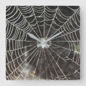 Spider Web Clock Arachnology Quadratische Wanduhr (Vorderseite)