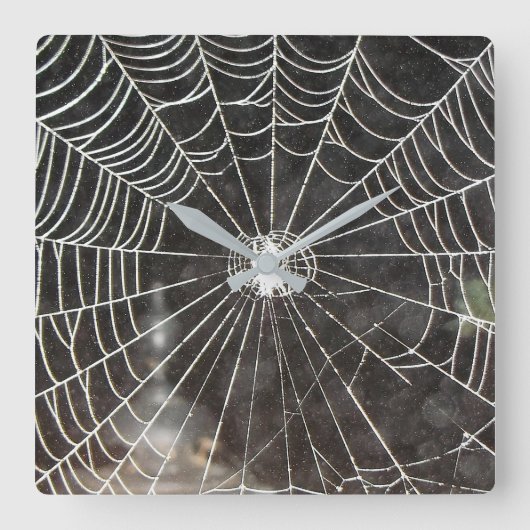 Spider Web Clock Arachnology Quadratische Wanduhr (Vorderseite)